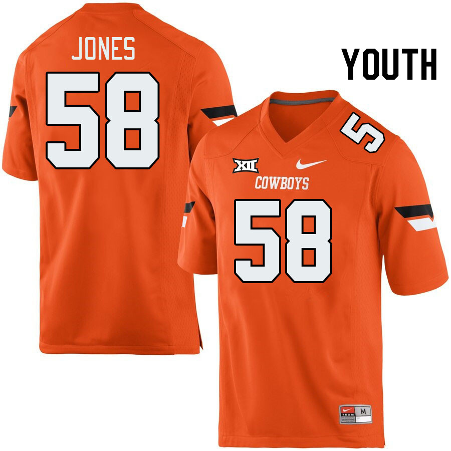 Youth #58 Kaden Jones Oklahoma State Cowboys College Football Jerseys Stitched-Retro Orange